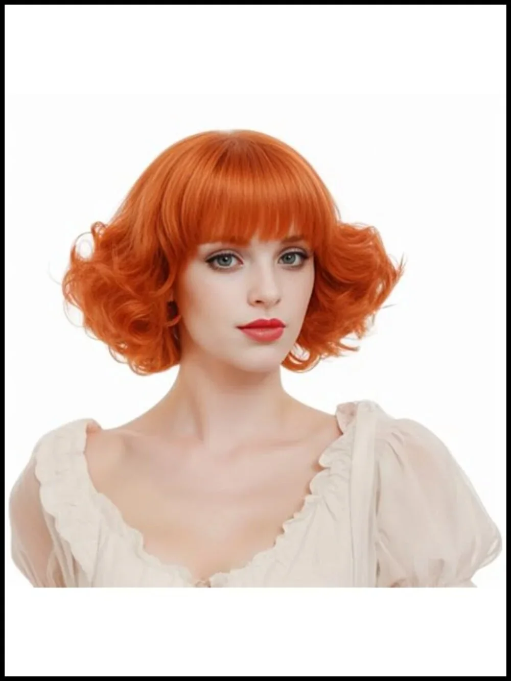 Short Curly Wavy Synthetic Wig with Bangs for Women Cosplay Party